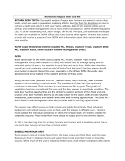 Northwest Region Deer and Elk RETURN DEER TEETH