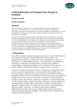 Cultural Behaviour of European Tour Groups in Scotland
