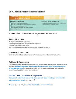 Ch 9.2 Arithmetic Sequences and Series 9.2 SECTION