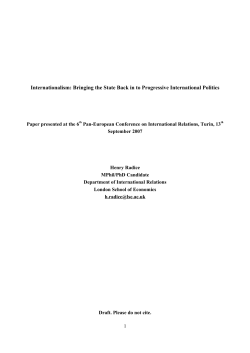 Internationalism: Bringing the State Back in to Progressive