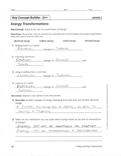 Energy Transformations pp 38 - 39 (Key)