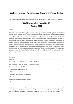 Walter Eucken`s Principles of Economic Policy Today