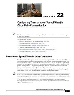 Configuring Transcription (SpeechView) in Cisco Unity Connection 9.x