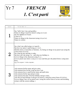 Yr 7 FRENCH 1. C`est parti 1 2 3