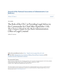 The Role of the OLC in Providing Legal Advice to the Commander