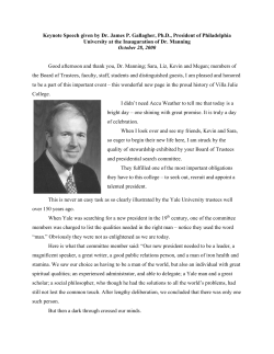 Keynote Speech given by Dr. James P. Gallagher, Ph.D., President