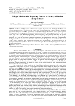 Cripps Mission: the Beginning Process to the way of Indian