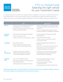 ETFs vs. Mutual Funds Selecting the right vehicle for your