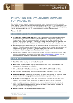 Checklist 8: - Writing the evaluation summary  pdf