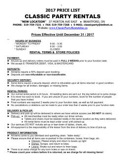 Price List - Classic Party Rentals Inc.