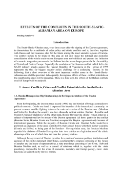 Effects of the Conflicts in the South-Slavic-Albanian