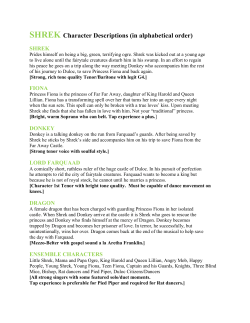 SHREK Character Descriptions (in alphabetical