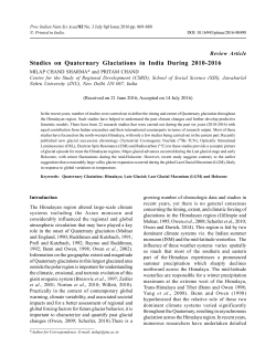 Studies on Quaternary Glaciations in India During 2010-2016