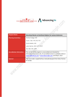 Educating Patients on Nutritional Options for Lactose