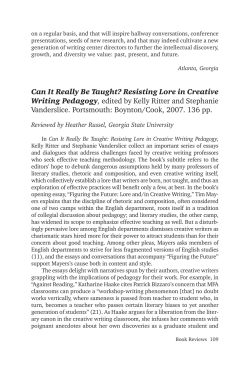Can It Really Be Taught? Resisting Lore in Creative Writing