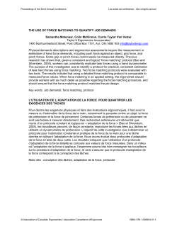 THE USE OF FORCE MATCHING TO QUANTIFY JOB DEMANDS