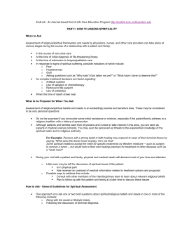 part i: how to assess spirituality