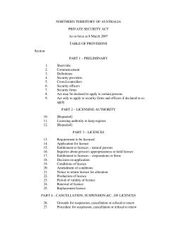 1995 Private Security Act of the Northern Territories