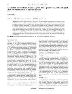 Evaluation of Practical Process Aspects for Lipozyme TL IM
