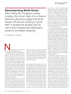 Denuclearizing North Korea - Bulletin of the Atomic Scientists