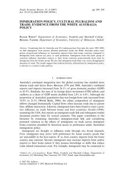 IMMIGRATION POLICY, CULTURAL PLURALISM AND TRADE