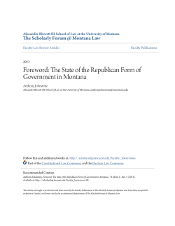 The State of the Republican Form of Government in Montana