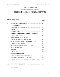 Student Manual for Case Study Spring 1999