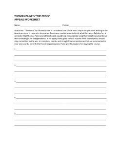 thomas paine`s &ldquo;the crisis&rdquo; appeals worksheet