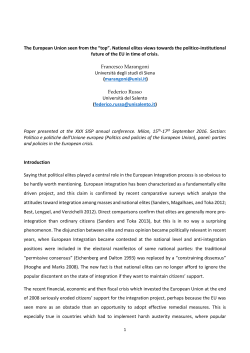 The European Union seen from the &ldquo;top&rdquo;. National elites views