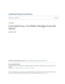 Concealed Carry: Can Heller`s Handgun Leave the Home?