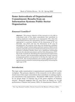 Some Antecedents of Organisational Commitment