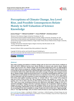 Perceptions of Climate Change, Sea Level Rise, and Possible