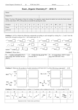 Exam &bdquo;Organic Chemistry II&ldquo; - 2016 / II