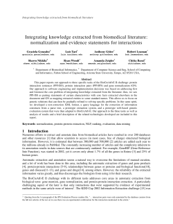 Integrating knowledge extracted from biomedical literature