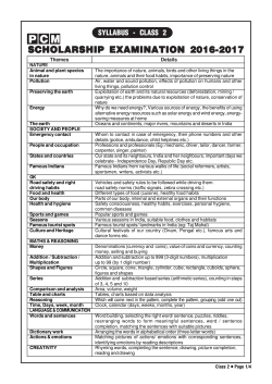 PCM Scholarship Exam Syllabus Class 2