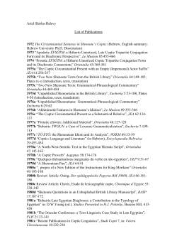 Ariel Shisha-Halevy List of Publications 1972 The Circumstantial