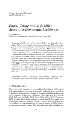 Plural Voting and J. S. Mill`s Account of Democratic Legitimacy