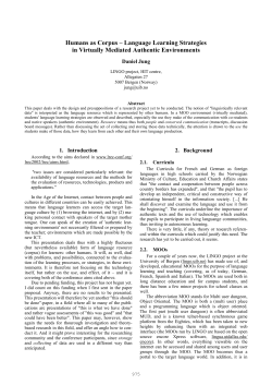 Humans as Corpus &ndash; Language Learning Strategies in Virtually