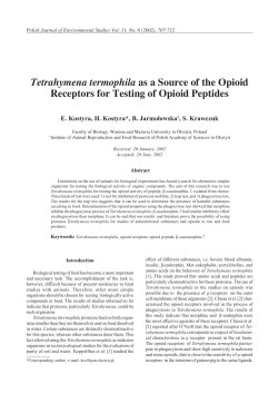 Tetrahymena termophila as a Source of the Opioid Receptors for