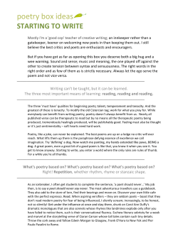 Starting to write - Scottish Poetry Library