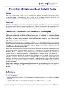 Harassment and Bullying - Kaplan Business School