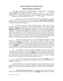 First Amendment to Promontory Redevelopment Agreement