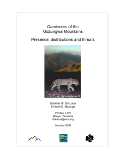 Carnivores of the Udzungwa Mountains Presence, distributions and