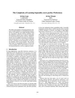 The Complexity of Learning Separable ceteris paribus