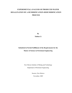 Experimental Analysis of Produced Water Desalination by