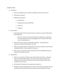 CONTRACT ISSUES 1) Procurement a. Once you`ve decided upon