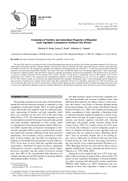 Evaluation of Nutritive and Antioxidant Properties of Blanched Leafy