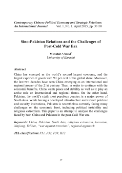 SinoPakistan Relations and the Challenges of PostCold War Era