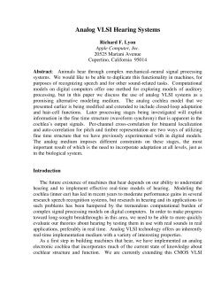 Analog VLSI Hearing Systems