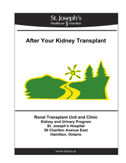 After Your Kidney Transplant - St. Joseph`s Healthcare Hamilton